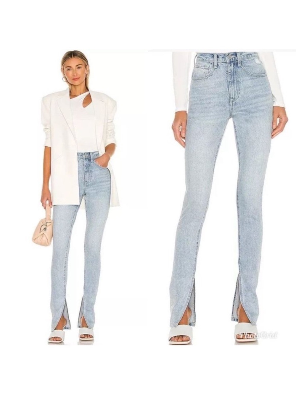 WeWoreWhat Light Blue High-Rise Split-Hem Jeans